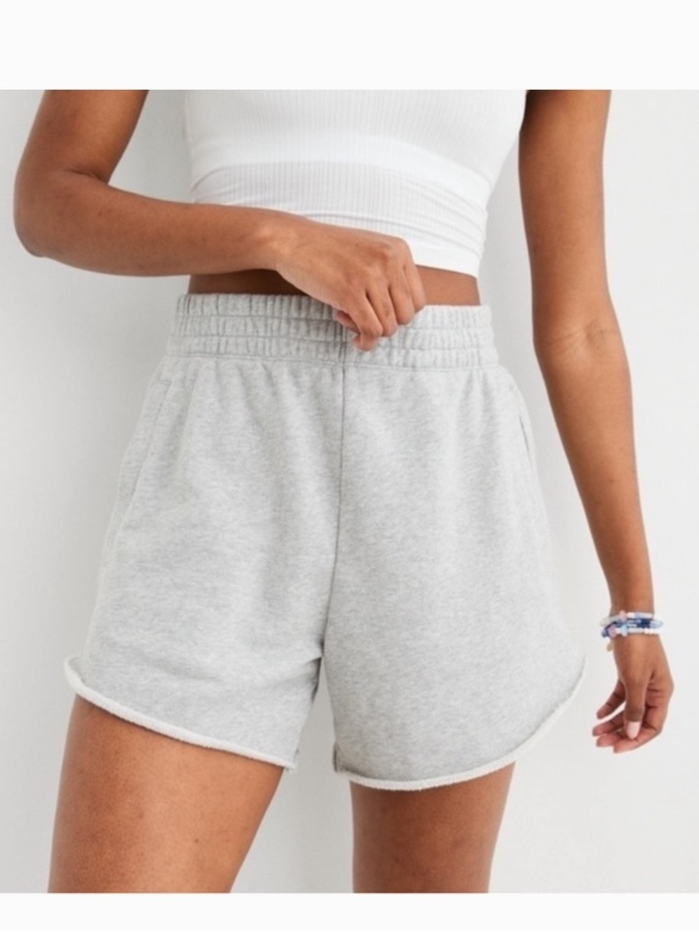 American Eagle/Aerie - Aerie On My Way High Rise Sweat Shorts Grey - Size XL